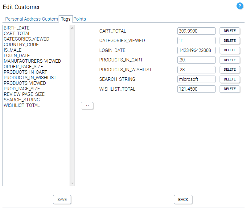 View Customer Tag Values