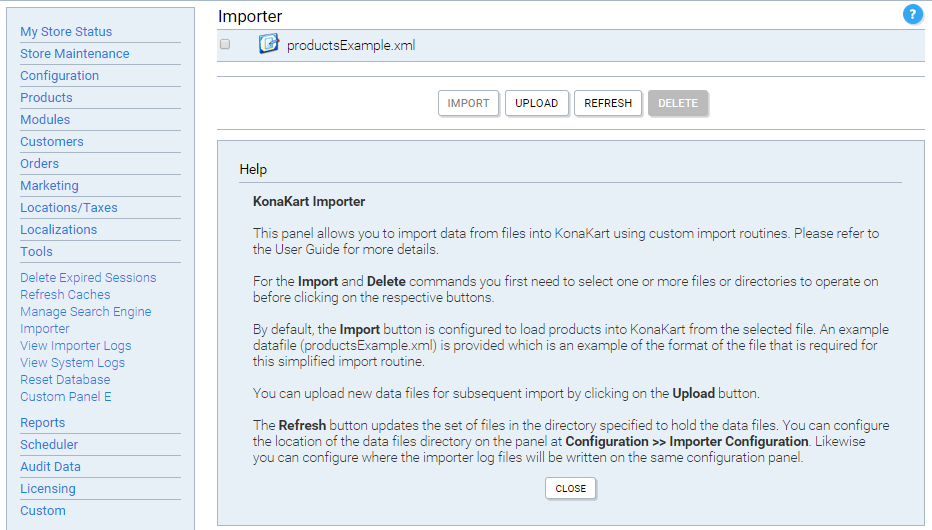 Importer Panel