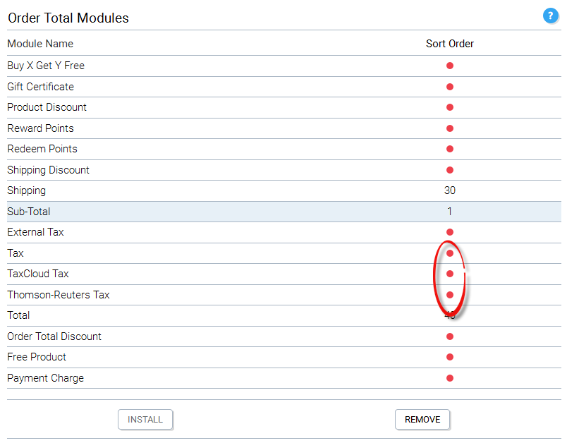 Main Store Order Total Modules (No Tax modules installed)