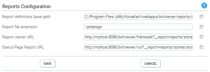 KonaKart Reports Configuration