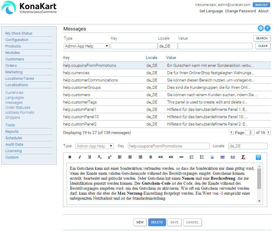 KonaKart Admin Application